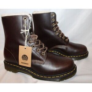 Dr Martens 1460 Faux Fur Lined Leather Boots Brown WOMEN'S 9 NWOB